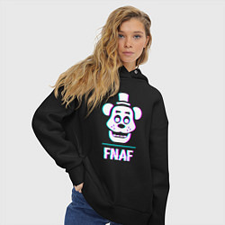 Толстовка оверсайз женская FNAF в стиле glitch и баги графики, цвет: черный — фото 2