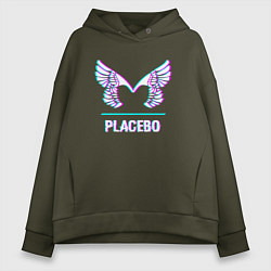 Толстовка оверсайз женская Placebo glitch rock, цвет: хаки