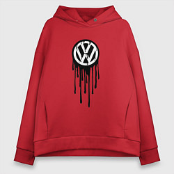 Толстовка оверсайз женская Volkswagen - art logo, цвет: красный