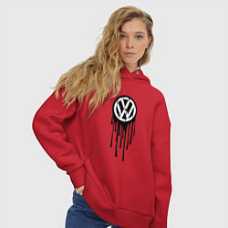 Толстовка оверсайз женская Volkswagen - art logo, цвет: красный — фото 2