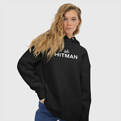 Толстовка оверсайз женская Hitman - лого, цвет: черный — фото 2