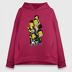 Толстовка оверсайз женская Simpsons not dead! Motto, цвет: маджента