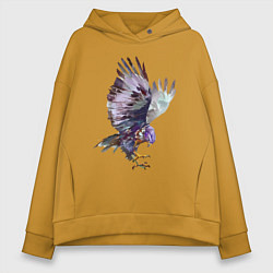 Толстовка оверсайз женская Сокол - акварель, цвет: горчичный