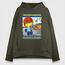 Женское худи оверсайз Skateboarding - use the right personal protective