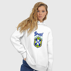 Толстовка оверсайз женская Brasil Football, цвет: белый — фото 2