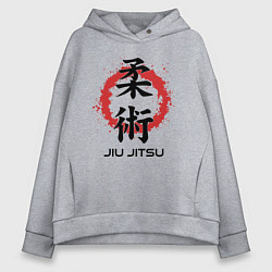 Толстовка оверсайз женская Jiu jitsu red splashes logo, цвет: меланж