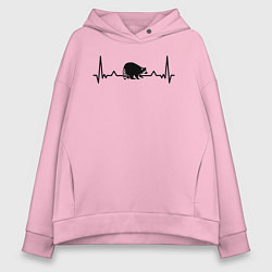 Толстовка оверсайз женская Енот в биении сердца, цвет: светло-розовый