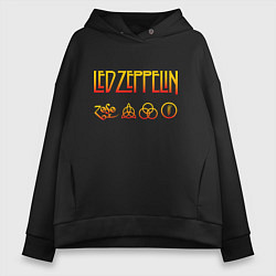 Толстовка оверсайз женская Led Zeppelin - logotype, цвет: черный