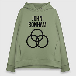 Толстовка оверсайз женская John Bonham - Led Zeppelin - legend, цвет: авокадо