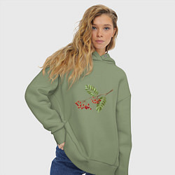 Толстовка оверсайз женская Ветка рябины, цвет: авокадо — фото 2