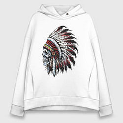 Толстовка оверсайз женская Indian chef skull, цвет: белый