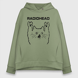 Толстовка оверсайз женская Radiohead - rock cat, цвет: авокадо