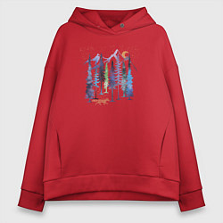 Толстовка оверсайз женская Радужная Лиса, цвет: красный