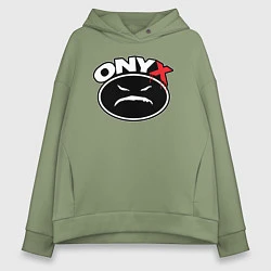 Толстовка оверсайз женская Onyx - black logo, цвет: авокадо