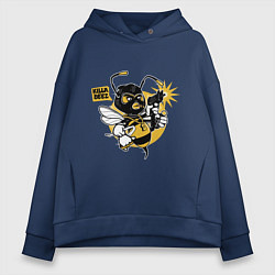Толстовка оверсайз женская Wu - killa beez, цвет: тёмно-синий