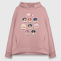 Толстовка оверсайз женская Stray Kids Chibi, цвет: пыльно-розовый