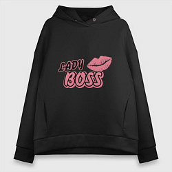 Толстовка оверсайз женская Lady boss lips, цвет: черный