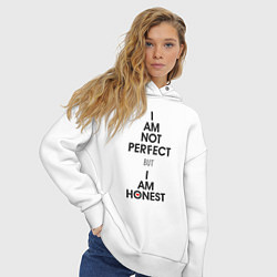 Толстовка оверсайз женская I am not perfect - but I am honest, цвет: белый — фото 2