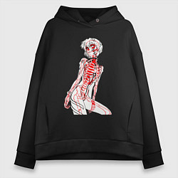 Толстовка оверсайз женская Просто Рей Аянами - Ева, цвет: черный