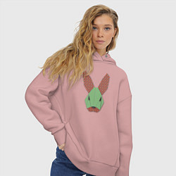 Толстовка оверсайз женская Лоскутный кролик, цвет: пыльно-розовый — фото 2