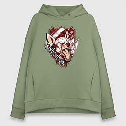 Толстовка оверсайз женская Собака чихуахуа и кровь, цвет: авокадо