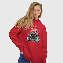 Толстовка оверсайз женская Мотоцикл монохром, цвет: красный — фото 2