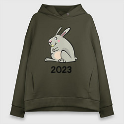 Толстовка оверсайз женская Большой кролик 2023, цвет: хаки