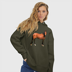 Толстовка оверсайз женская Теплокровная лошадка, цвет: хаки — фото 2