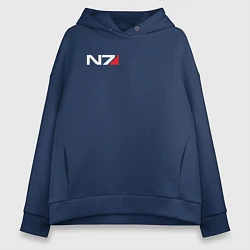 Толстовка оверсайз женская Логотип N7, цвет: тёмно-синий