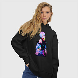Толстовка оверсайз женская Просто Люси из киберпанка, цвет: черный — фото 2