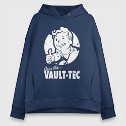Толстовка оверсайз женская Vault boy - join the vault tec, цвет: тёмно-синий