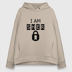 Толстовка оверсайз женская I am Sher locked, цвет: миндальный