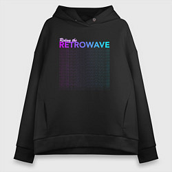 Толстовка оверсайз женская Riding the retrowave, цвет: черный