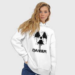 Толстовка оверсайз женская Danger radiation symbol, цвет: белый — фото 2