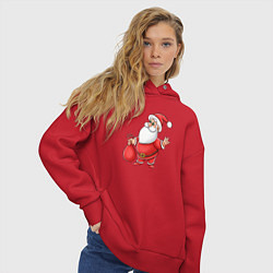 Толстовка оверсайз женская Красный Дедушка Мороз, цвет: красный — фото 2