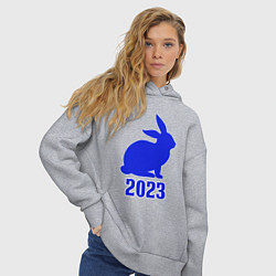 Толстовка оверсайз женская 2023 силуэт кролика синий, цвет: меланж — фото 2