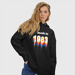 Толстовка оверсайз женская Made in 1983 liquid art, цвет: черный — фото 2