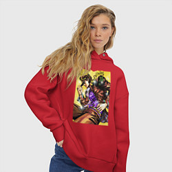 Толстовка оверсайз женская Джотаро Куджо - JoJo Bizarre Adventure, цвет: красный — фото 2