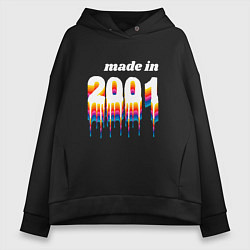 Толстовка оверсайз женская Made in 2001 liquid art, цвет: черный