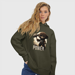 Толстовка оверсайз женская Animal power, цвет: хаки — фото 2