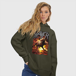 Толстовка оверсайз женская Slayer rock, цвет: хаки — фото 2