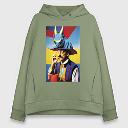 Толстовка оверсайз женская Salvador Dali and rhinoceros, цвет: авокадо
