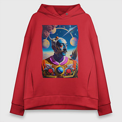 Толстовка оверсайз женская Космический портрет Сальвадора Дали, цвет: красный