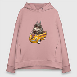 Толстовка оверсайз женская Тоторо за рулём, цвет: пыльно-розовый