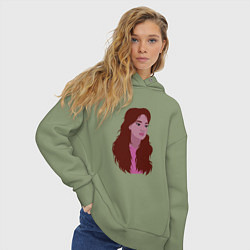 Толстовка оверсайз женская Девушка с рыжими волосами, цвет: авокадо — фото 2