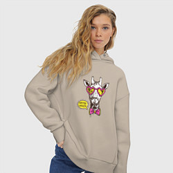 Толстовка оверсайз женская Hipster giraffe, цвет: миндальный — фото 2