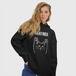 Толстовка оверсайз женская Nickelback рок кот, цвет: черный — фото 2
