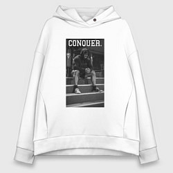 Толстовка оверсайз женская Cbum conquer Крис Бамстед, цвет: белый