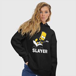 Толстовка оверсайз женская Slayer Барт Симпсон рокер, цвет: черный — фото 2