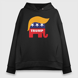 Толстовка оверсайз женская Trump elephant, цвет: черный